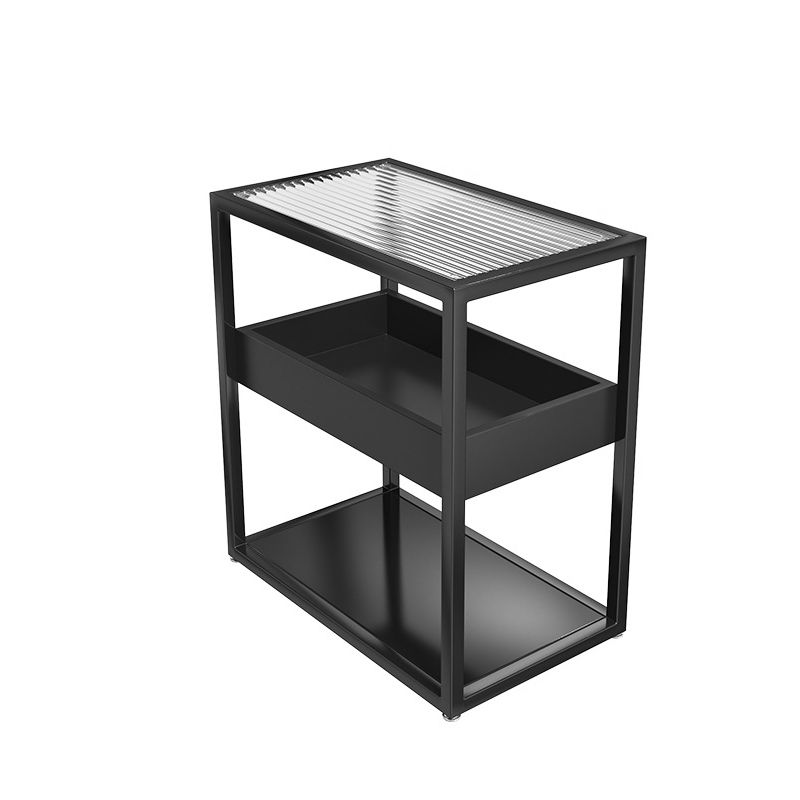 21 Inch H Modern Nightstand Glass Top Open Storage Shelf Included Night Table