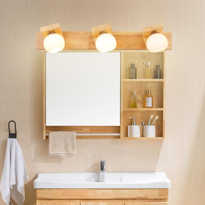 Iluminación de pared de baño esférica Iluminación de madera Simplicidad estilo Luz de luz en madera