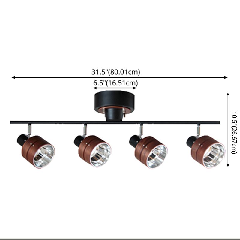 Accesorios de iluminación de pistas de madera y metal nórdica iluminación de la pista de techo semi rasgaduras para vestíbulo y dormitorio