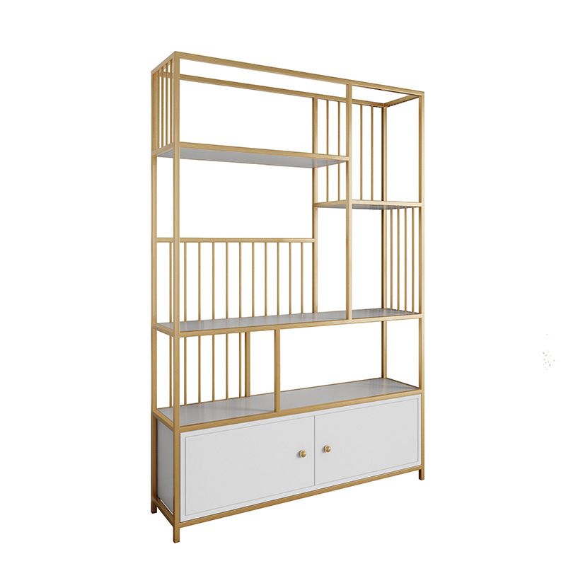 Modern Fioor Metal Shelf Bookcase Vertical Open Book Shelf with Cabinets