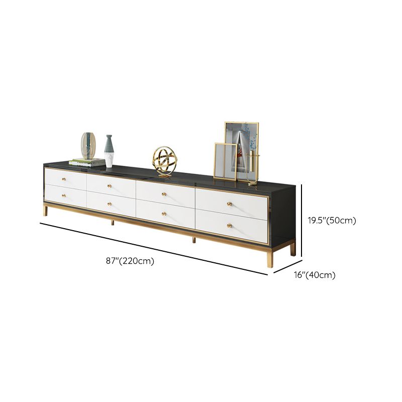 Glam Glass TV Stand Console Enclosed Storage TV Media Stand with Drawers for Living Room