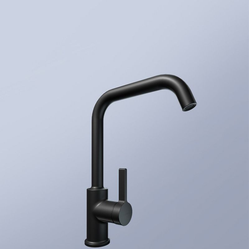 Modern Style Bar Faucet Copper Lever Handle Gooseneck Bar Faucet in Black