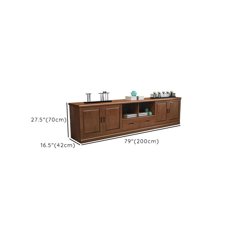 Solid Wood TV Stand Console Open Storage TV Console with Drawers