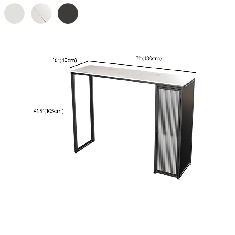 Modern Style Sintered Stone Top Rectangle Bar Dining Table with Storage