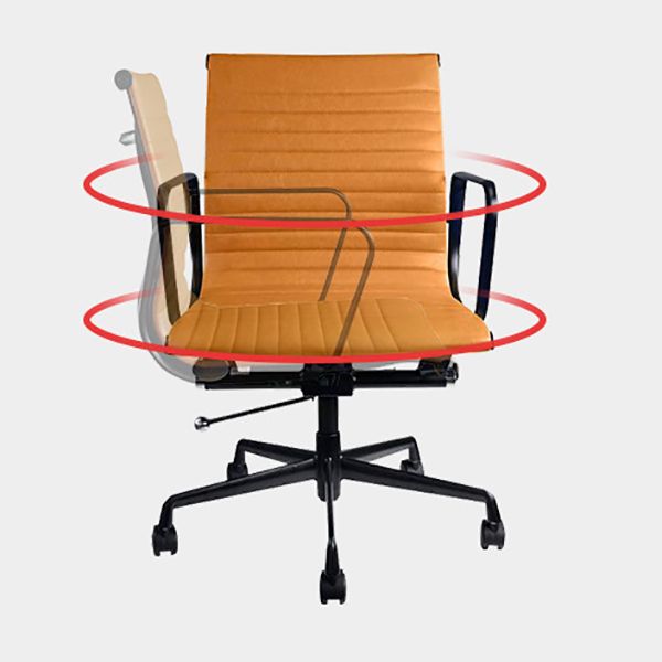 Contemporary Arm Chair Adjustable Seat Height Orange Leather Office Chair