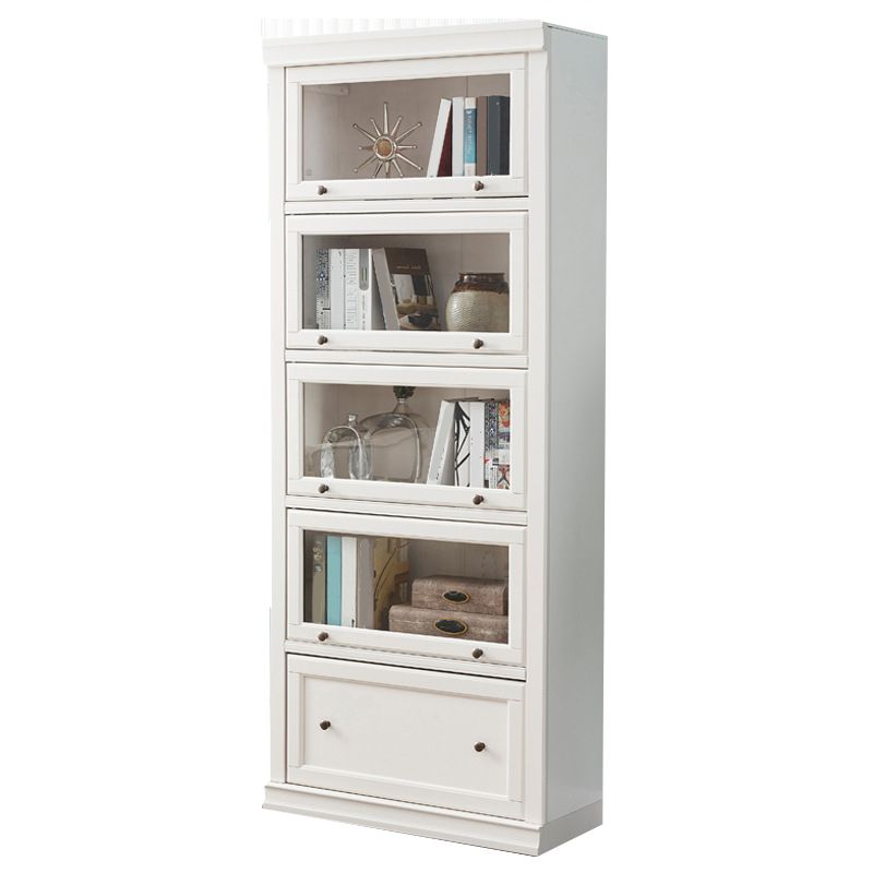 Wood Standard Bookshelf Contemporary Closed Back Bookcase with Drawers