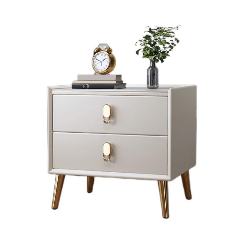 Glam Accent Table Nightstand Stone Bedside Cabinet with Drawers