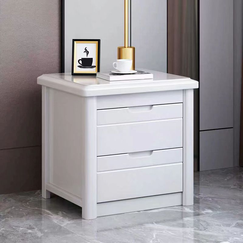 Contemporary 2 Drawers Accent Table Nightstand Antique Finish Bed Nightstand