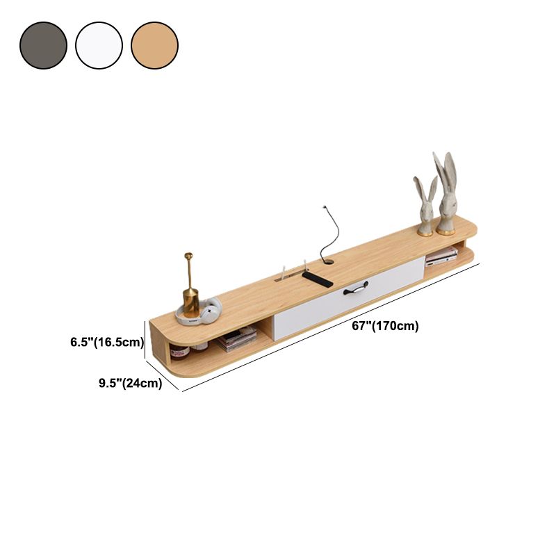 Modern TV Media Stand Wall-mounted Engineered Wood TV Stand Console with Drawer