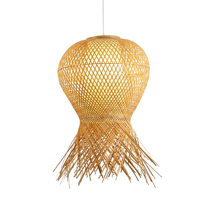 Bamboo a sospensione giapponese a manico Bamboo 1 Bulb Sospeded Lighting Freeture in beige