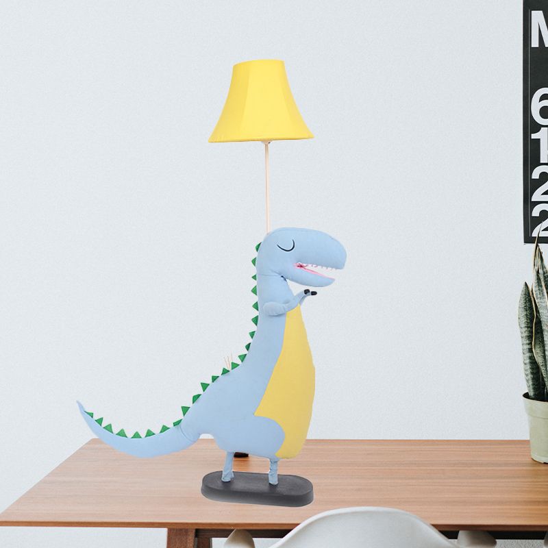 Cartoon Style Floor Lamp Dinosaur 1 Light Fabric Floor Light for Boys Bedroom Study Room