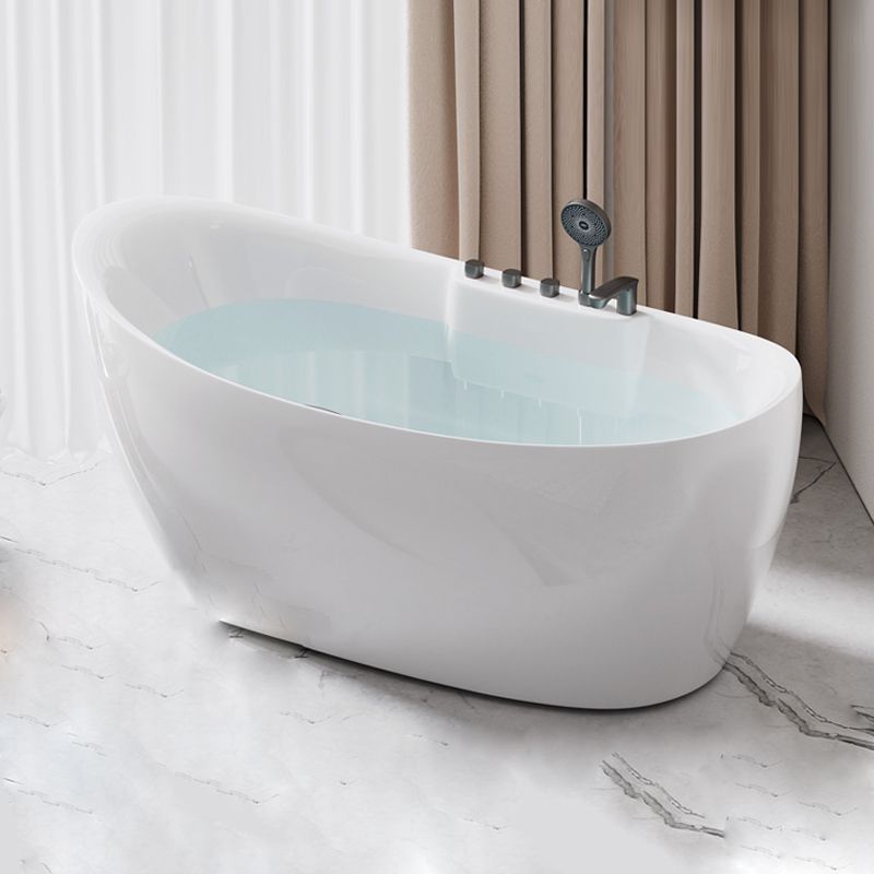 Acrylic Freestanding Bathtub Oval Modern Back to Wall Soaking Bath
