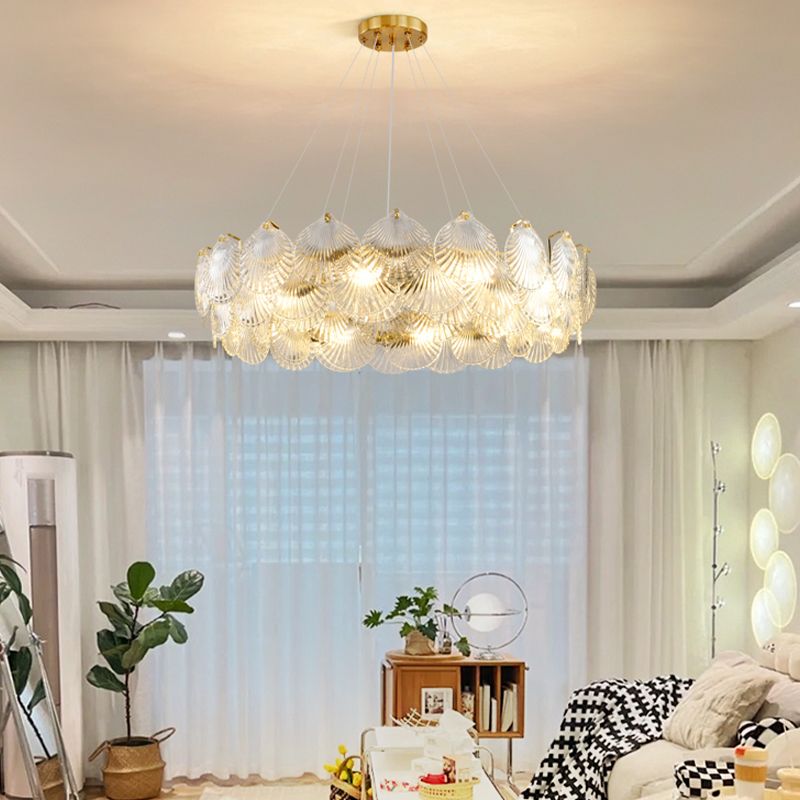 Contemporary Metal Geometric Shape Pendant Light with Glass Shade for Living Room