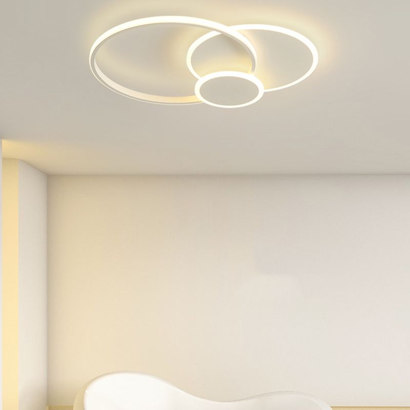 LED Iron and Acrylic Semi Flush 3 - Light Circle Ceiling Light in White