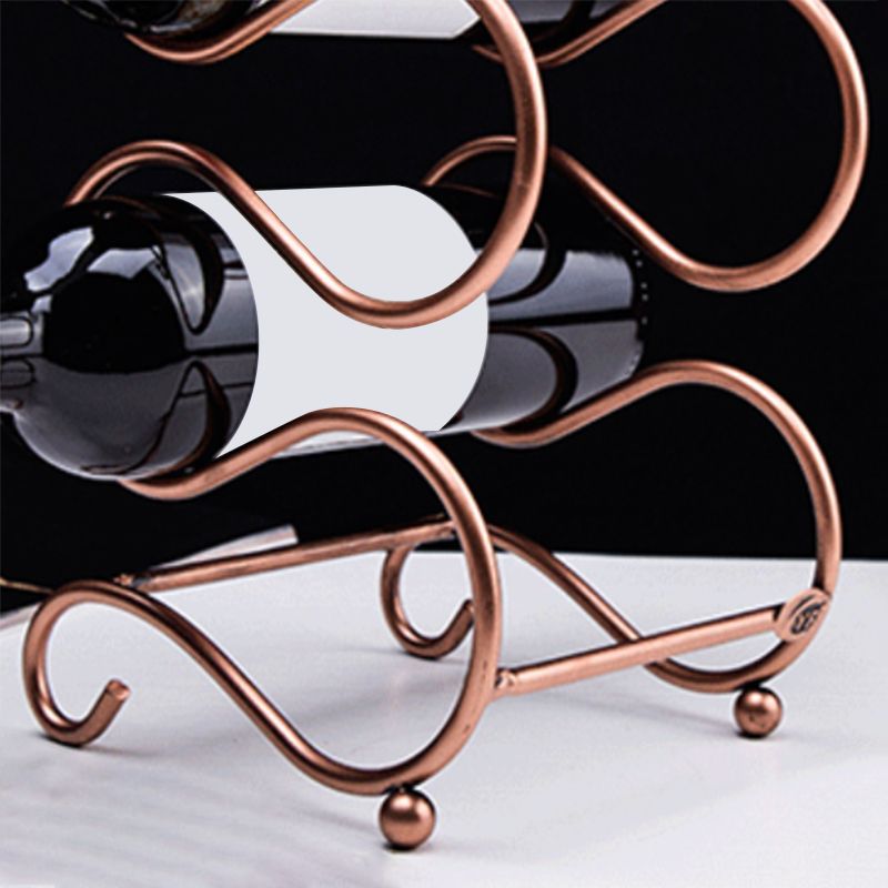 Copper Metal Wine Bottle Rack Contemporary Countertop Bottle Holder