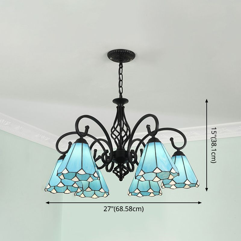 Stained Glass Tiffany Chandelier Light Living Room Ceiling Hanging Light with 12" Adjustable Chains