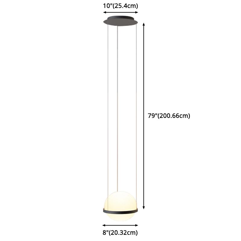 Sferische suspensiearmatuur Loft Style Wit glas Zwarte hanglampverlichting voor trap