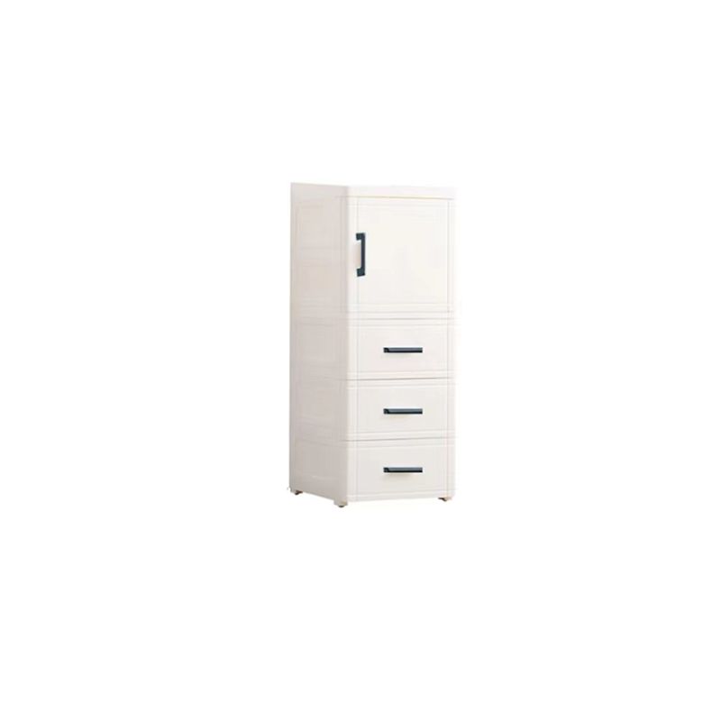 White and Grey Plastic Nightstand 13.78" D Modern 1-Door Nightstand