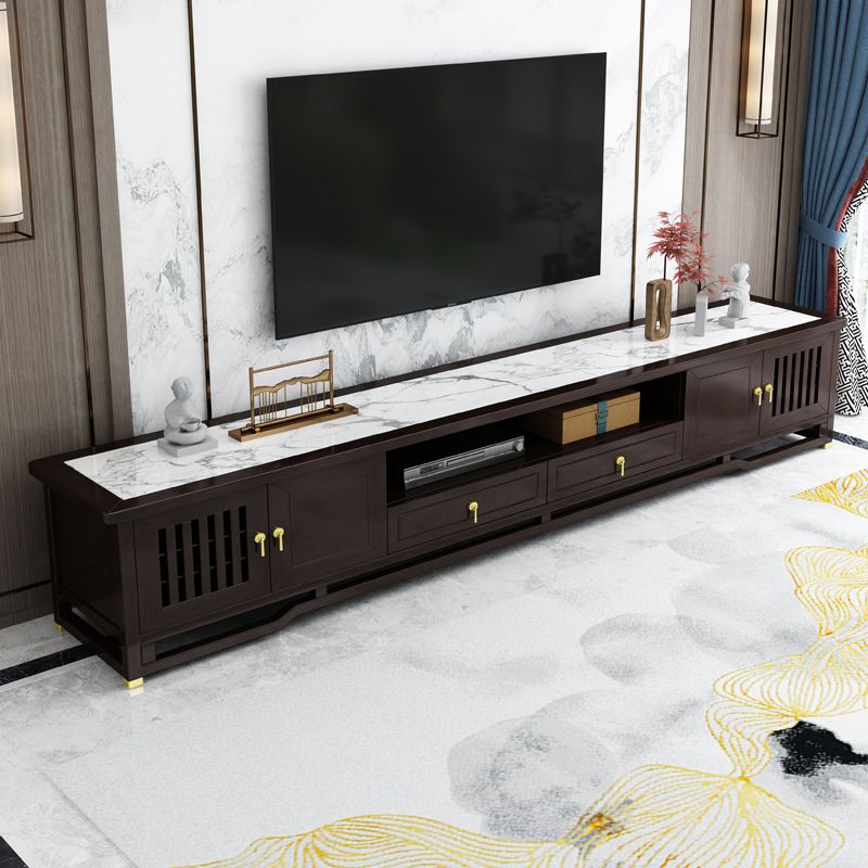 New Chinese Solid Wood TV Cabinet Modern and Simple Storage in Living Room TV Console