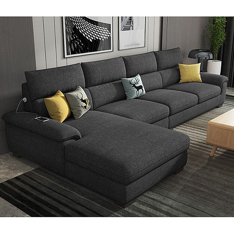 35.43"High Pillow Top Arm Sectional  Slipcovered Sofa with Cushion Back