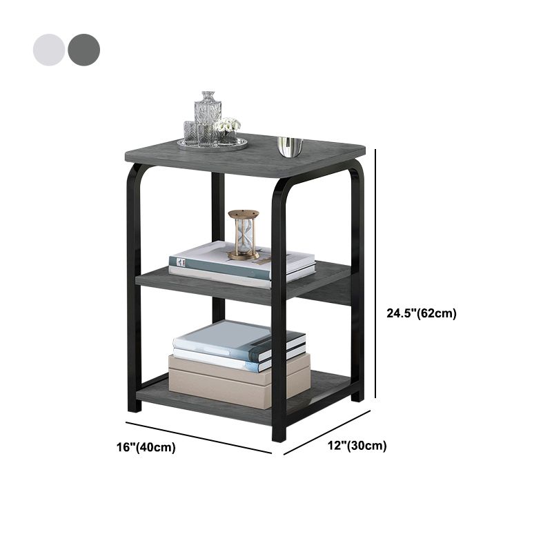 Modern Nightstand with Shelf 12" Wide Metal Night Table with Basket