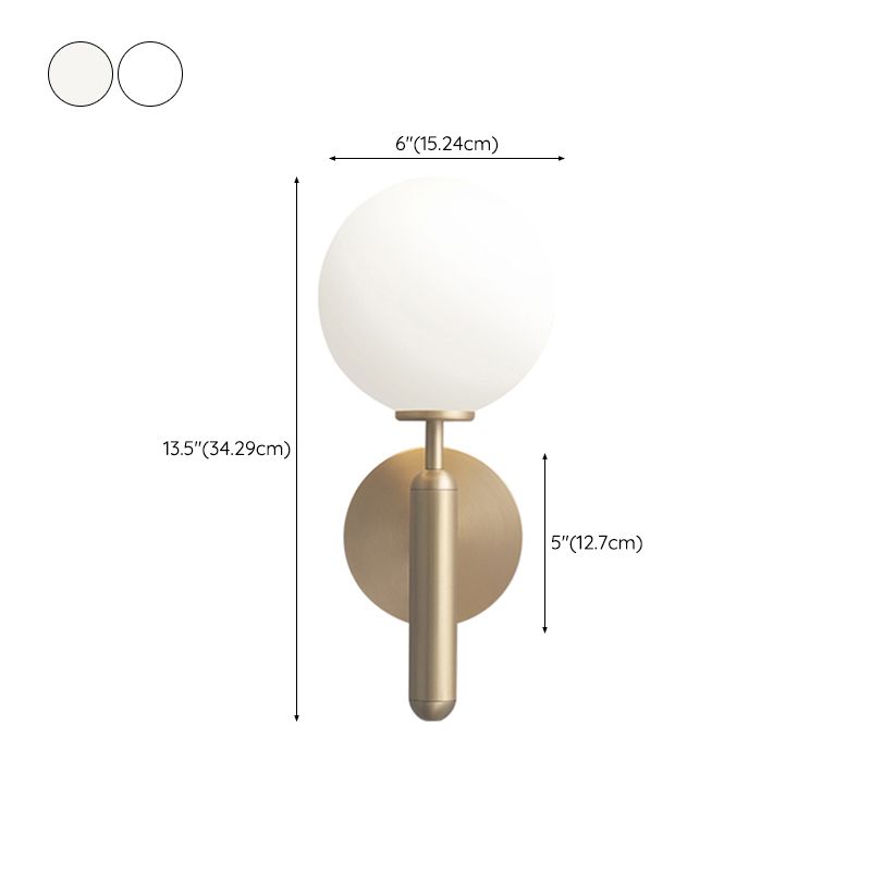 Metal Wall Sconce Ball Shape Vanity Lamp with Glass Shade for Bathroom