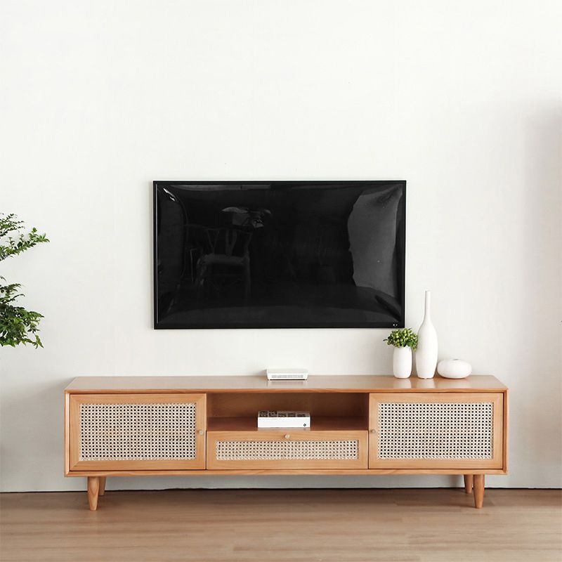 Solid Wood Media Console Scandinavian TV Stand Console for Living Room