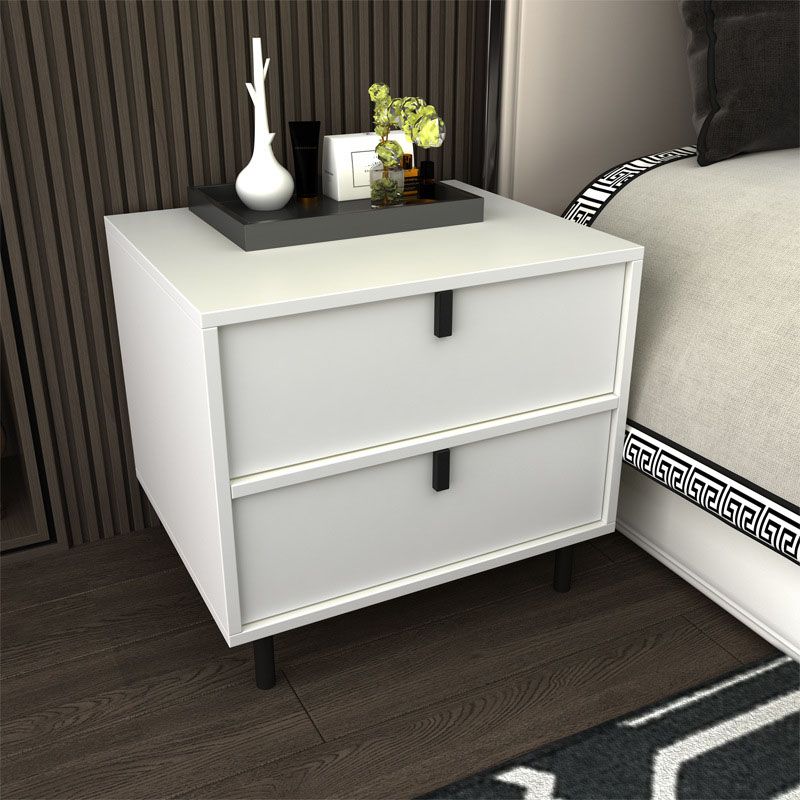 Modern Solid Wood Nightstand Legs Included Bedside Cabinet with 2 Drawers