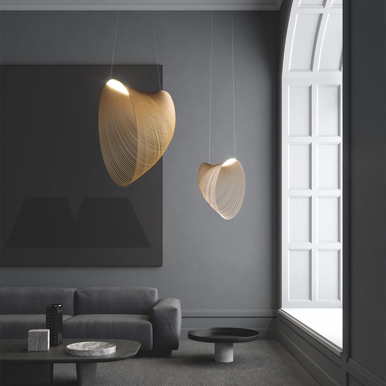 Unieke schaduw hangende verlichting moderne stijl massief hout 1 lichte hangende lamp voor woonkamer