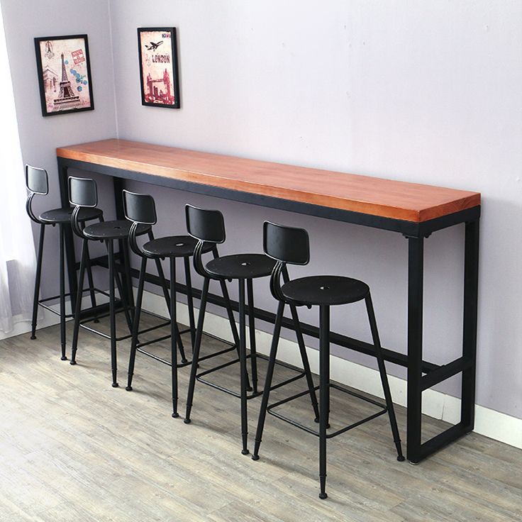 Brown Modern Style Table Solid Wood and Iron Milk Tea Shop Lounge Bar Table