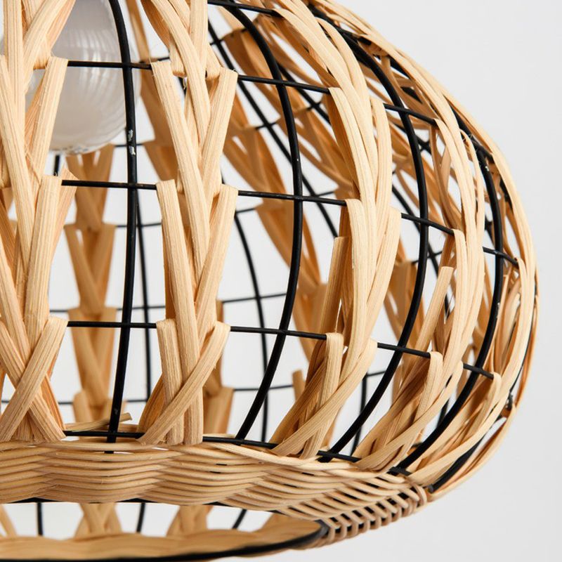 Apparecchio di illuminazione sospeso a forma di pera Bamboo Rustico ristorante singolo a ciondolo in legno