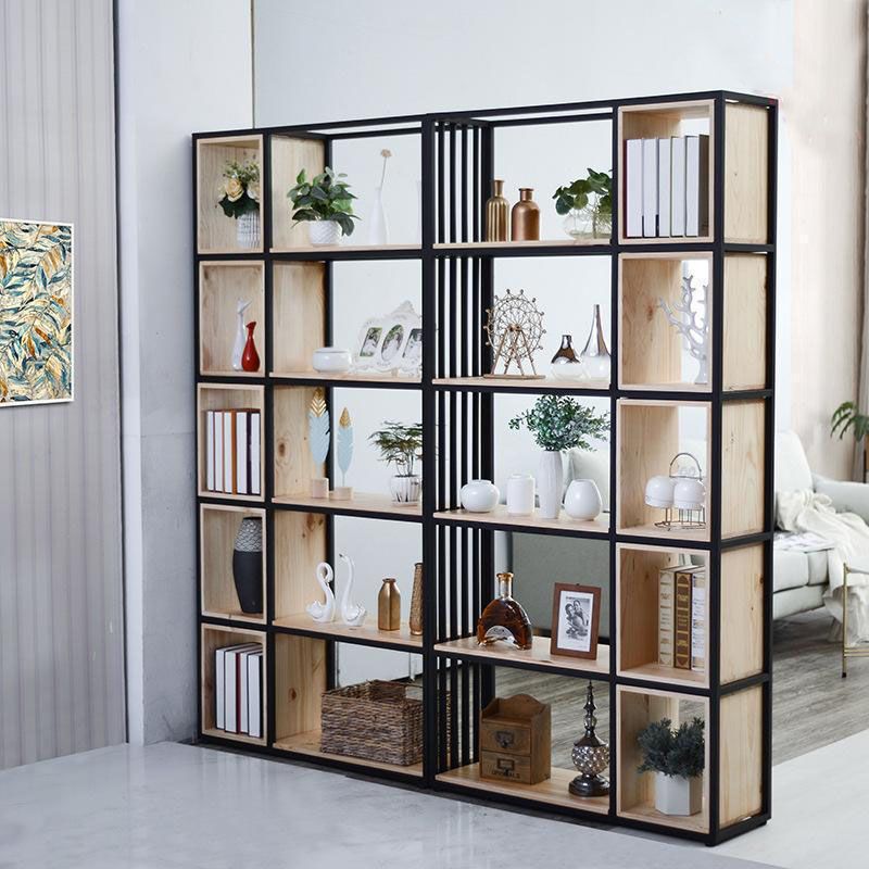 Modern Metal and Wooden Book Shelf Open Study Room Bookcase with Shelves