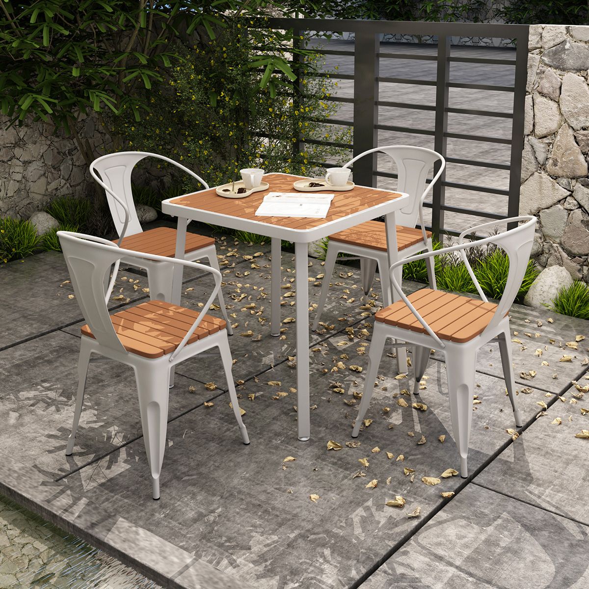 Industrial Unfinished Dining Set Metal UV Resistant Dining Set