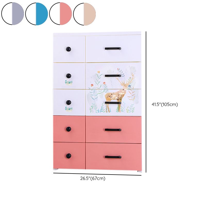 Scandinavian Nursery Dresser Vertical Plastic Kids Furniture with Drawers for Bedroom