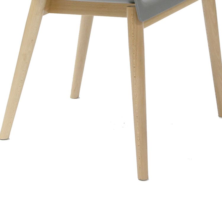 Contemporary Dining Armchair in Plastic with Solid Wood Legs