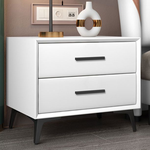 Contemporary Night Table Leather Bed Nightstand with Drawers