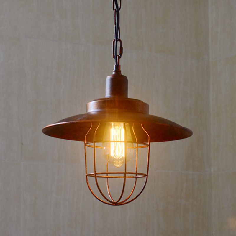 Iron Frame Single Pendant Light in Industrial Retro Style Wrought Iron Hanging Lamp for Coffee Shop