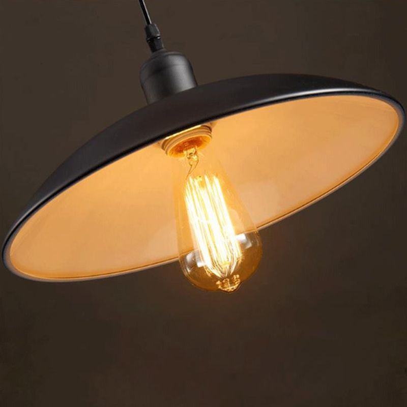 1 lichte hanglamp industriële retro koepel schaduw metalen hangende lamp in zwart