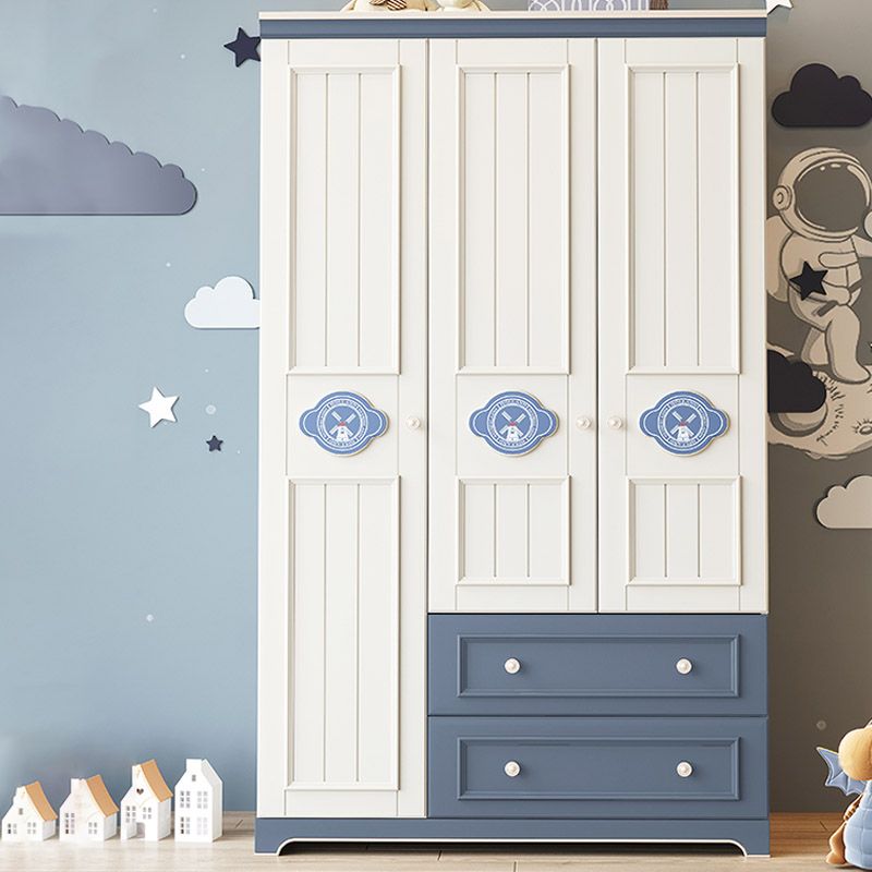 Modern Wooden Wardrobe Cloth Rod Included Kids Closet for Bedroom