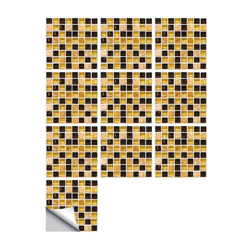 Modern Mosaics Tile Stick Wallpapers for Bathroom 9.7-sq ft Wall Decor in Black-Yellow