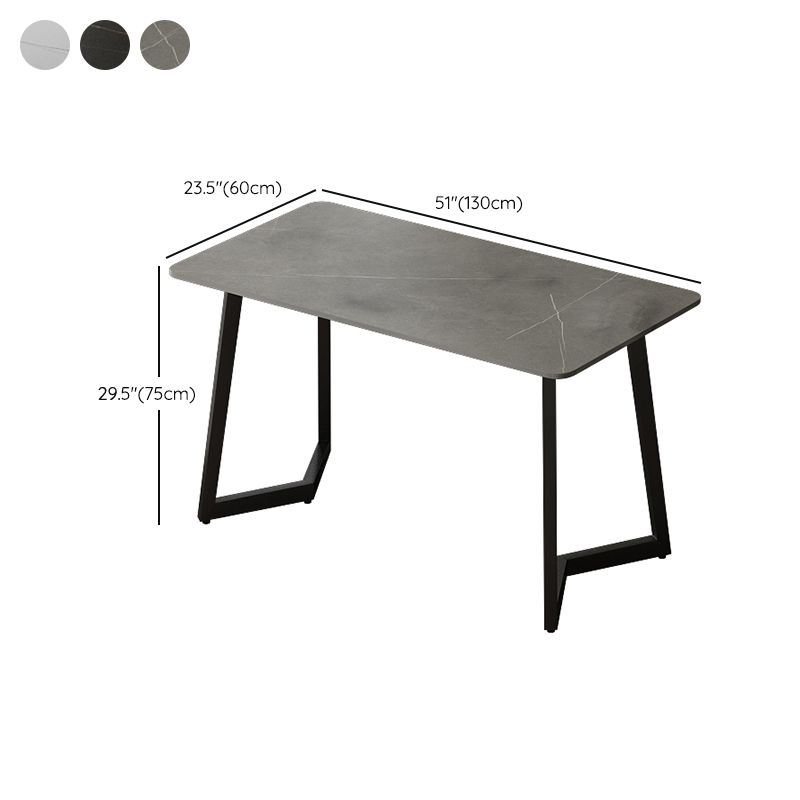 Rectangular Shaped Office Table Stone Writing Desk in Grey/White/Black