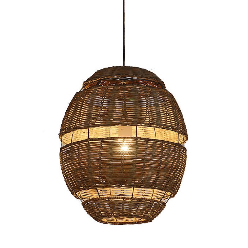 14 "/18" /21.5 "W Bamboo Globe sospeso sospeso Asia Stile 1 Luce a soffitto in marrone per il ristorante