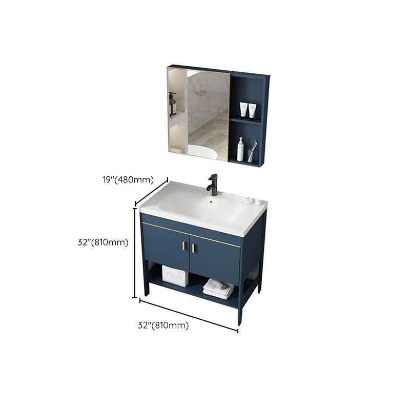 Glam Sink Vanity Stainless Steel Standalone Cabinet and Shelving Included Vanity Set