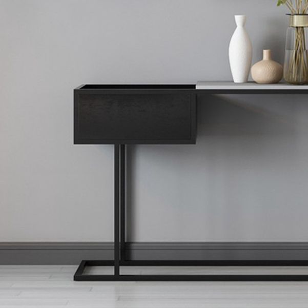 31.49" High Accent Console Table with Iron Frame Base and Storage Shelf, Black