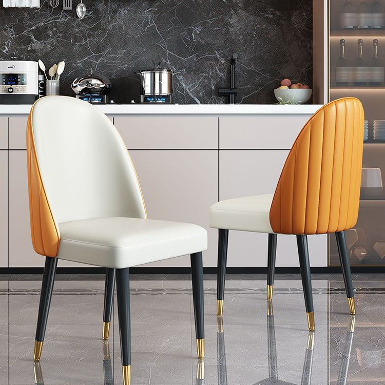 Nordic Glam Style Chairs Dining Armless Chair for Kitchen with Metal Legs