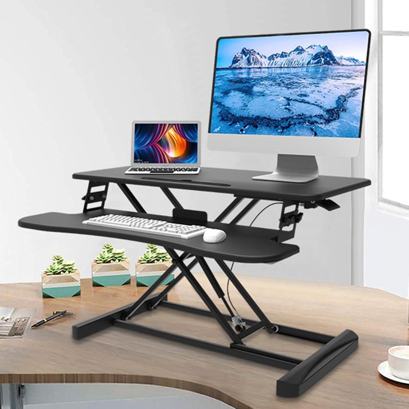 Adjustable Rectangular Shaped Standing Desk Steel in Black for Office