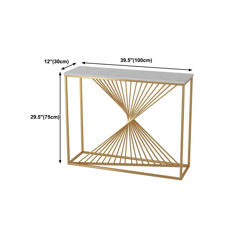 Glam Marble Console Table 12" W White Rectangle Sofa Table for Hall