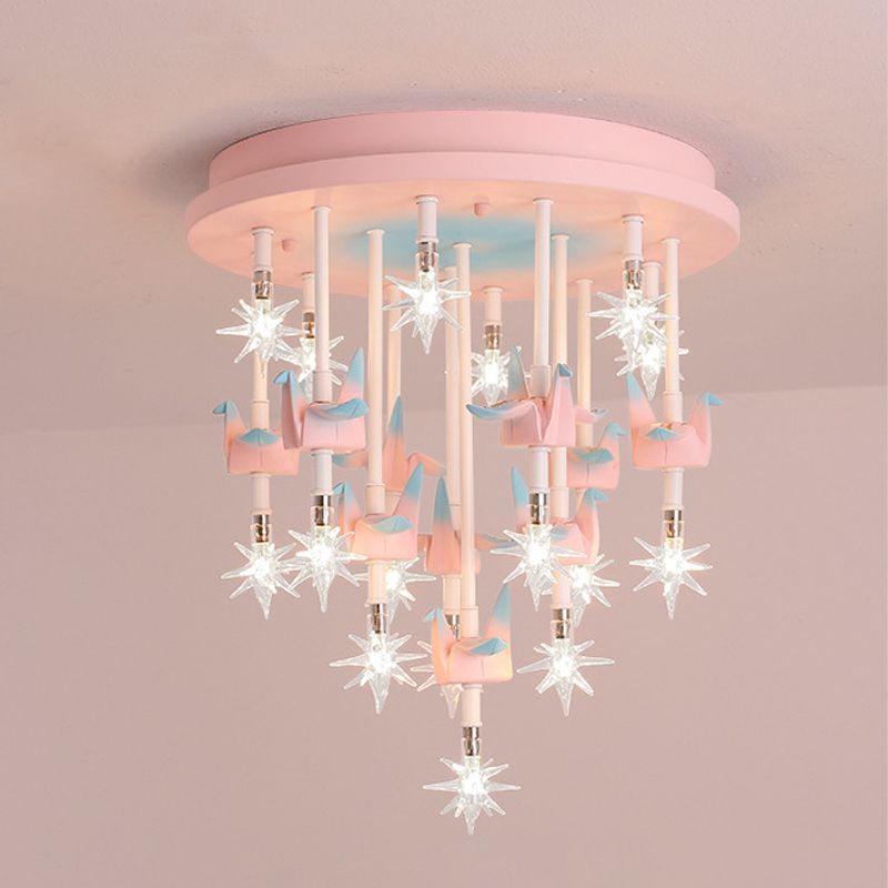 Multi Lights Cartoon Ceiling Light Clear Star Shade Contemporary Flush Mount Light