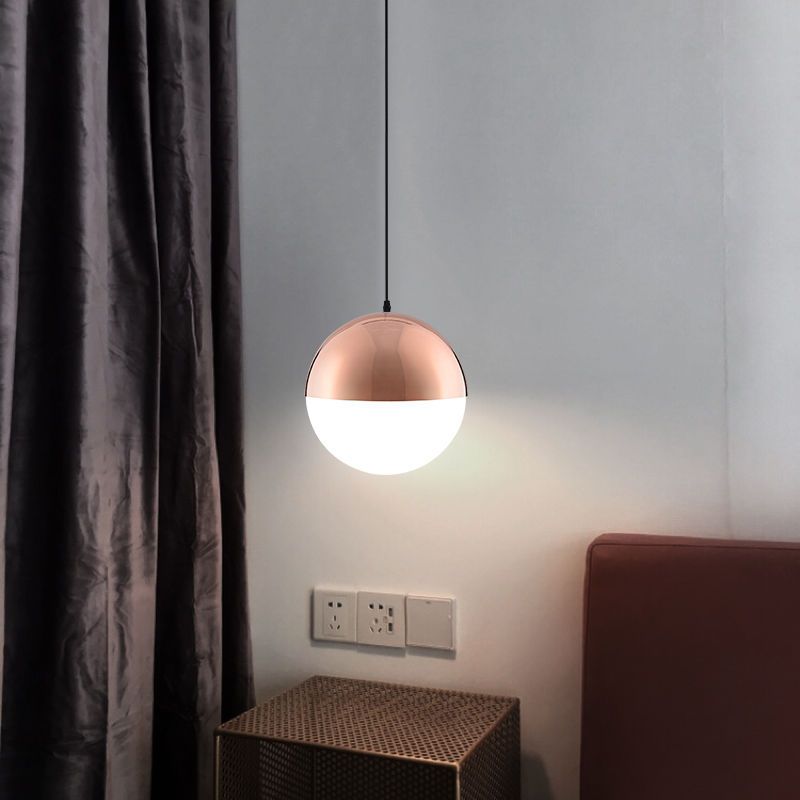 Spherical Shape Hanging Light Modern Style Glass 1 Light Hanging Lamp for Bedside