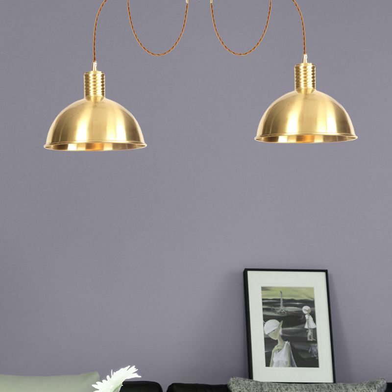 Gomed Metallic Swag Multi-Light hanger Industrial 2/3/4 Lights CloS Shop Hanging Lamp Fixture in Gold